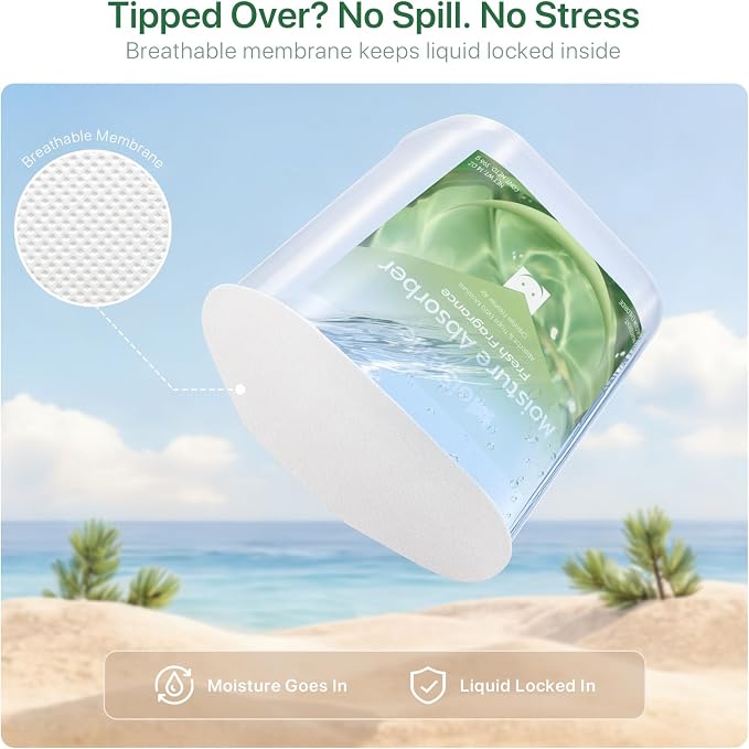 Large Moisture Absorber Buckets, 14 oz Each, Fresh Scent, 3 Pack | 14 oz Net Fill with 12 g Fresh Scent Beads; Visible Water Collection; Up to 90 Days; For Bathrooms and Closets