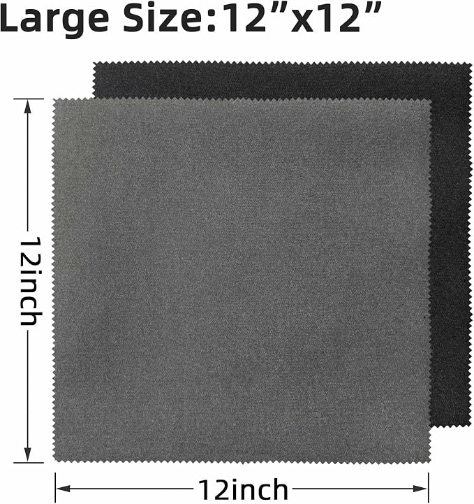 12 Pack Microfiber Gun Cleaning Cloth, 12"x12" Lint Free Gun Cleaning Rags (Gray & Black)