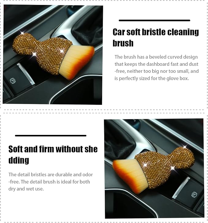zipelo Diamond-Handle Car Detailing Dust Brush, Light Brown | soft synthetic bristles, beveled profile reaches narrow gaps, scratch-free wet or dry use, compact storage, cleaning tools