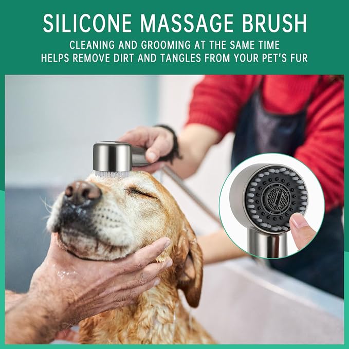 High Pressure3 Mode Dog Shower Attachment with ON/OFF Switch | With ON/OFF Switch, 100 Inches Extra Long Hose, Easy to Install, Indoor & Outdoor Use, No-Drill Hook Mount