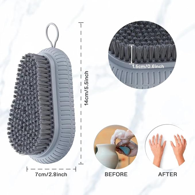 VWMYQ Heavy Duty Nail Brush Fingernail Scrub Brush, Durable Stiff Bristles Nail Scrub Brush, Hand and Nail Cleaning Brush for Men & Mechanics (Hand Wash Brush 2pcs - Blue+Grey)