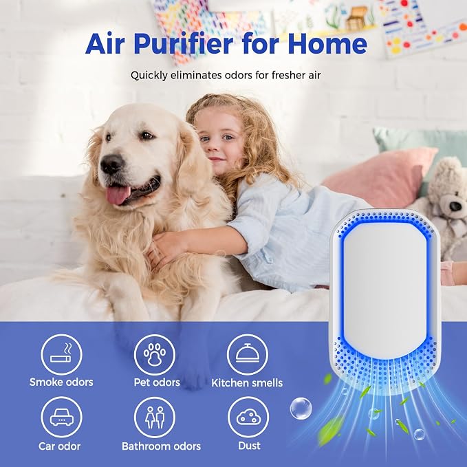 Plug In Air Purifier 4 Pack | Negative Air Freshener for Home, Small Quiet Air Ionizers for Smoke Dust, Ozone Free Bedroom Air Cleaner, Pets Odor Reducer Office