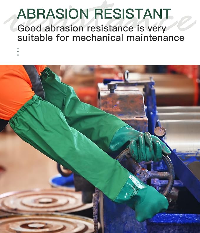 PACIFIC PPE 26 Inch PVC Chemical Resistant Gloves, Waterproof, Reusable | Cotton lined, acid and oil resistant, anti-skid grip, waterproof protection for chemical handling and industrial use