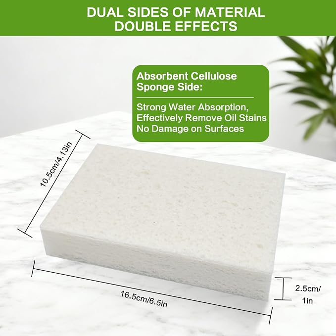 Scratch Scrub Sponge, 6 - Pack Kitchen Sponges for Cleaning Around the Home, Bathroom & More, Large Size Scratch-Free Dish Scrubber, Best for Nonstick Pots and Pans (4" x 6" x 1",Lemon)