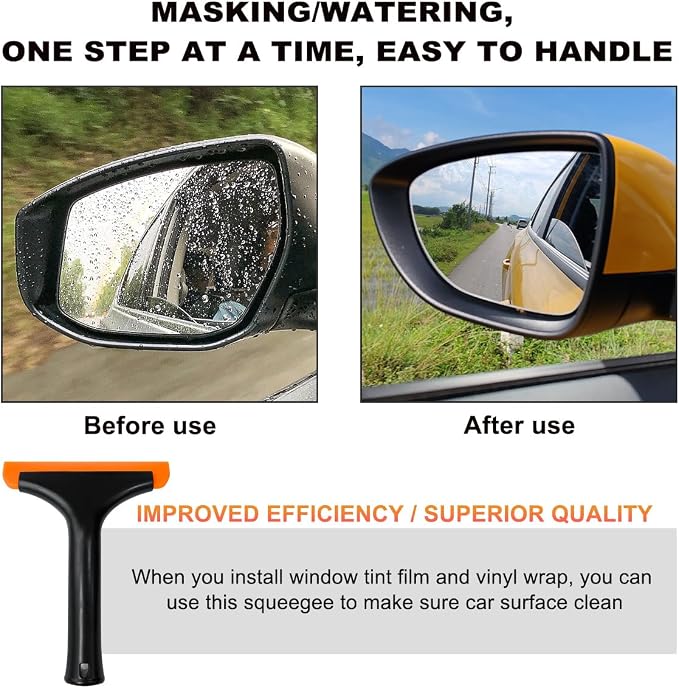 KVAEY 2PCS Small Silicone Window Squeegee, 5.9 Inch Car Windshield Water Blade Squeegee with Non-Slip Handle, All-Purpose Cleaning Squeegee for Car Windshield, Window, Mirror (Black+Blue)