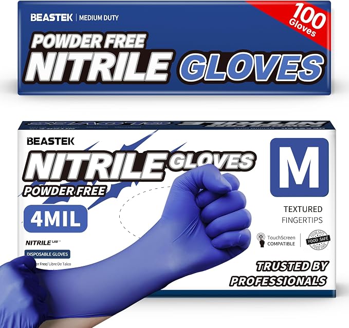 Nitrile Exam Gloves 4Mil Powder-Free Medical Disposable Blue Violet | Soft+ • Powder-Free & Latex-Free • Ultra Stretch Fit • Examination • Cooking • Cleaning • Food Prep • Blue Violet • 100 Ct