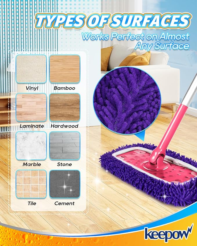 8Pcs Reusable Microfiber Mop Pads Compatible with Swiffer Sweeper Mop | Replacement Wet Mopping pad Refills & Washable Dry Sweeping Cloths for Surface/Hardwood Floor Cleaning