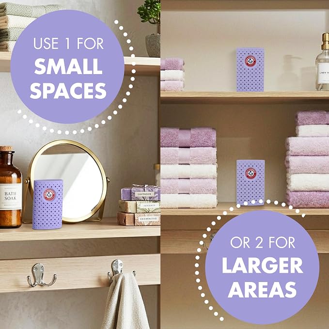 Arm & Hammer OdorBusterz ShelfMATE™, Lavender – Decorative Odor Absorber with Baking Soda for Small Spaces, Closets & Storage Areas