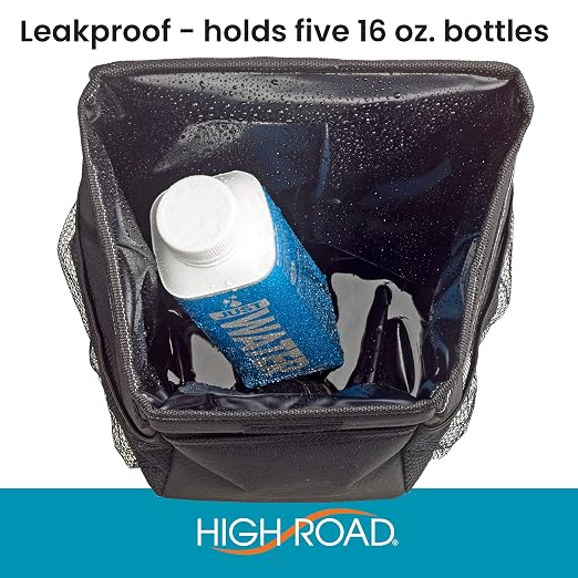 High Road StashAway Heavy Duty Car Trash Can with Rubber Lid | Leakproof Car Garbage Can With 3 Storage Pockets and Sturdy Panels for Stable Floor or Hanging Seatback Use