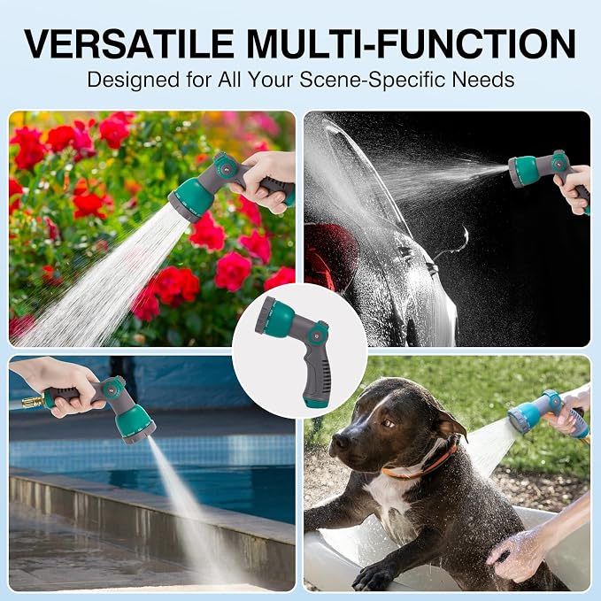 Hose Nozzle, Thumb Control Garden Hose Nozzle, Garden Tool | 10 Adjustable Pattern Water Hose Sprayer Nozzle, Ergonomic Spray Nozzle for Gardening, Watering, Ground Cleaning, Car Washing