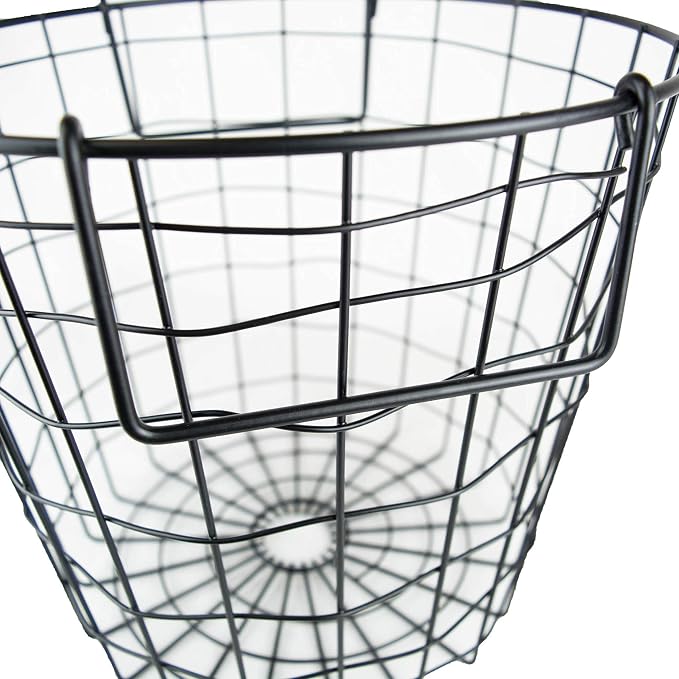 DII Metal Wire Utility Storage Bin, Small Round, 12x12x10", Black