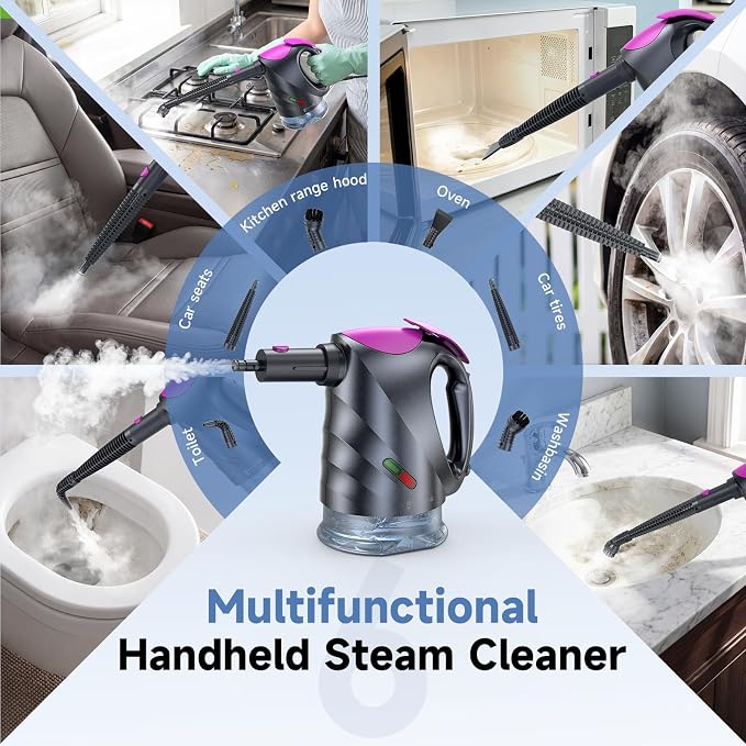 Steam Mop & Detachable Handheld Steam Cleaner | 10s Fast Heat-Up, 248°F Deep Cleaning, 8 Accessories, 320ml Tank with Swivel Head Mop for Car Accessories Floor Home, Gray