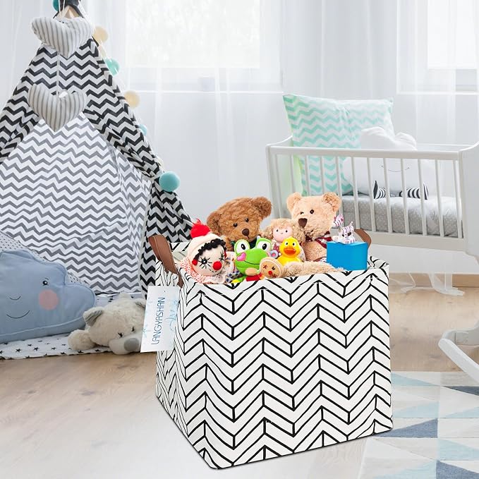 Square Storage Baskets Children Shelves Gift Toy Organizer Room Geometric | Laundry Hamper Collapse Canvas with Handles for Organizing Home Kitchen Children Toys Office Closet Shelf