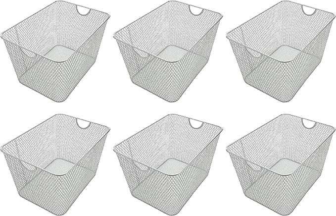 YBM HOME Kitchen Pantry Organizer Wire Basket for Shelves, Cabinets, Pantry, Countertop, Mesh Open Storage Bin Metal Basket for Organizing Food Supplies 15 x 12 x 11.5, Pack of 6