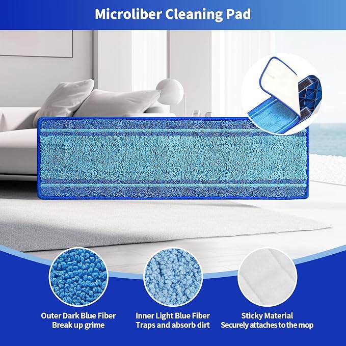 15-Pack Microfiber Mop Pads for Bona Mop- Washable Reusable Refills for Hardwood, Tile & Multi-Surface Floors | Pet Hair & Stain Remover
