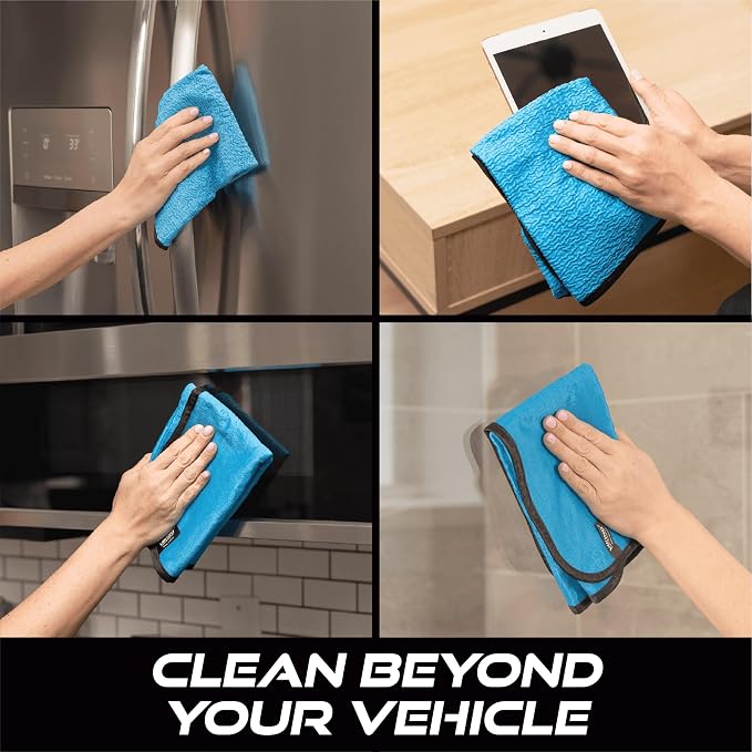 VIKING Glass Microfiber Cleaning Cloth for Car, 16 inch x 16 inch, 4 Pack | Microfiber Cleaning Towels for Car and Home, Glass Towels for Mirror and Picture Frames, Car Detailing Kit