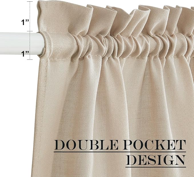 NICETOWN Glass Door Curtain Panel for French Door with Tieback | Elegant Light Flitering Linen Curtains 40 inches Long for Bedroom Privacy Front Back Shade, 1 Panel, 52 inches Wide, Angora
