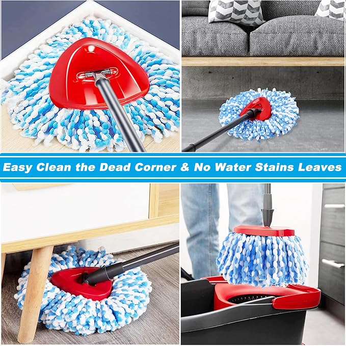 16 Pack Spin Mop Replacement Head,100% Microfiber,Easy Wring Mop Refill | Fit for Rinse Clean 2-Tank System,Deep-Cleaning,Machine Washable,360° Rotation,Easy Floor Cleaning,Density Weave, No Shedding