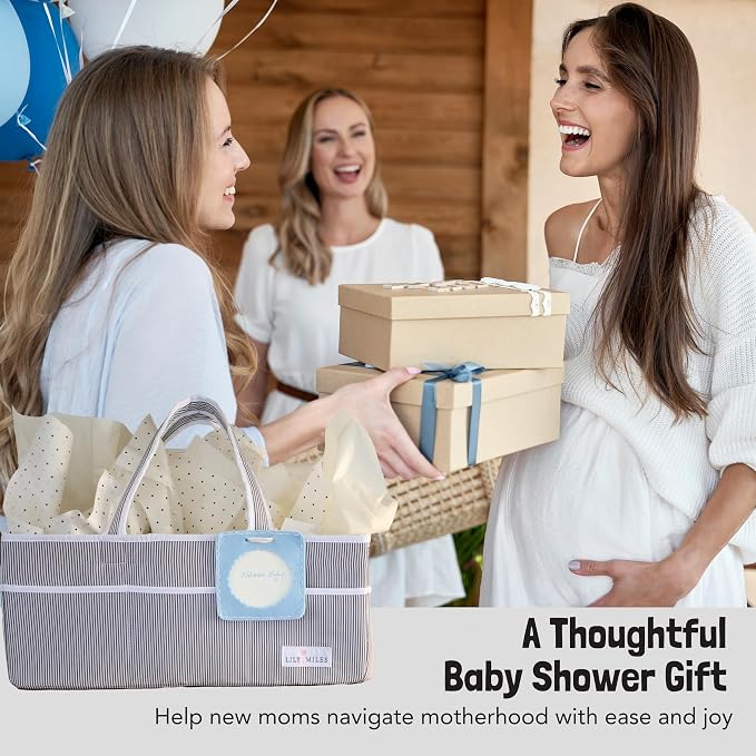 Baby Diaper Caddy Organizer - Large Tote Bag for Newborn essentials Boy or Girl - Baby Shower Basket - Nursery Must Haves - Registry Favorites - Newborn Caddie Car Organizer (Pack of 2)