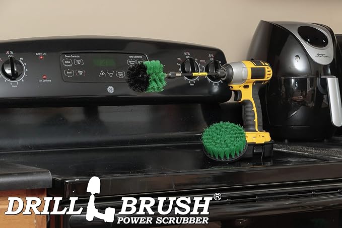 Drill Brush Kitchen Accessories - Oven Scrubber Brush Set - Household Brush | Kitchen Cleaning Extension Kit - Kitchen Sink Hard Water Remover - Kitchen Cleaning Supplies - Countertop Cleaning Brush