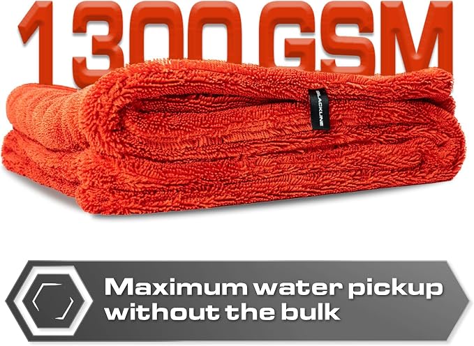 Microfiber Car Drying Towel 24"x36", 1300GSM Twisted Loop | Twisted Loop microfiber dries your car in one pass-1300GSM, streak-free & scratch-safe. Absorbs 6x its weight, no water spots