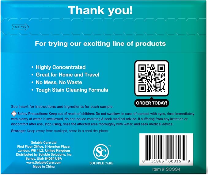 Sample Pack: Concentrated Dissolvable Cleaning Sheets | 1 Laundry, 1 Toilet Cleaner, 1 Floor Cleaner, & 1 Foaming Hand Soap Sheet, Compostable, and Sustainable Cleaning