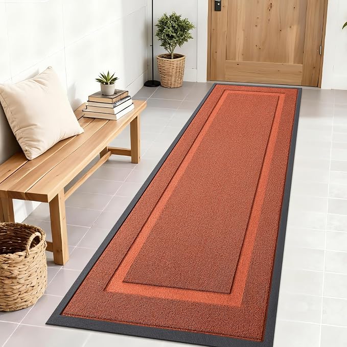 OLANLY Front Door Mat Outside 71x23, All-Season Heavy-Duty Rubber Doormat | Vermillion Red, Absorbent, Stain and Fade Resistant, Non-Slip Backing, Low-Profile Indoor Outdoor Floor Mat for Entryway
