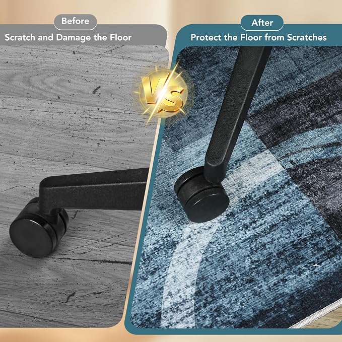 Office Chair Mat for Hardwood Floor&Tile Floor,36"X 48"-Geo Blue Gray | Heavy Duty Desk Chair Mat for Hard Floors,Under Desk Rug for Rolling Computer Chair,Anti Slip,Low Pile Carpet Floor