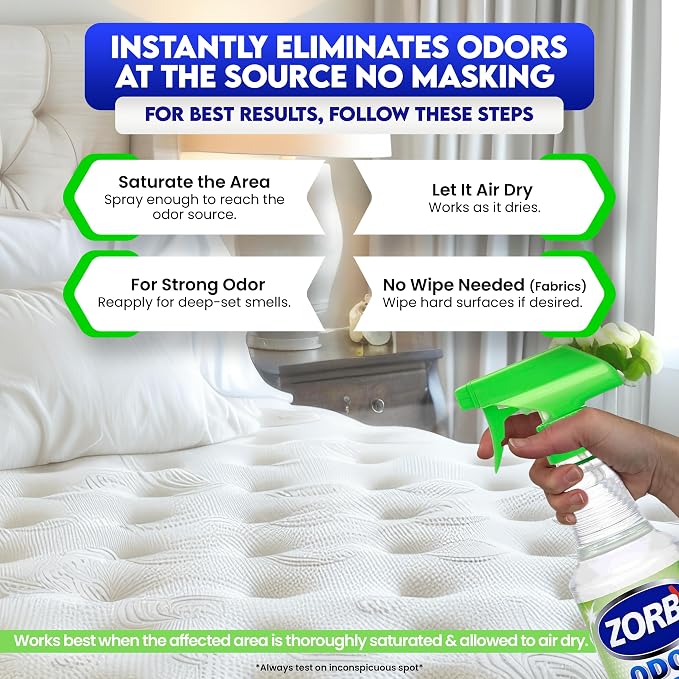 ZORBX Unscented Odor Remover Spray 32 oz - Perfect Solution for Strong Odor - Advanced Trusted Formula & Fast-Acting Odor Eliminator for Dog, Cat, Puppy | Permanent Odor Remover for Pet & Human Urine, Fabric, Smoke & Strong Odors, Carpet, Upholstery, M...