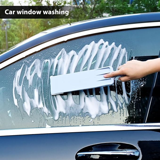 NEWISHTOOL Long Reach Window Tint Squeegee, Mini Paddle Scrubber for Tint | Window Tint Film Installing, Vehicle Windshield/Rear Window Glass Cleaning, 1PC Bulldozer Tint Squeegee Tool, 3PCS Scrub Pads