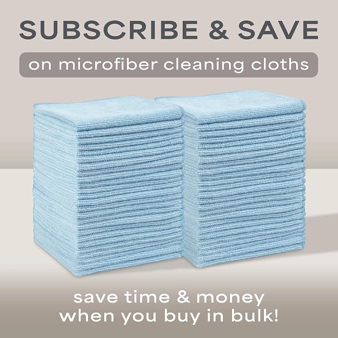 S&T INC. Microfiber Cleaning Cloth, 100 Pack, 11.5" x 11.5", Light Blue | Bulk Cleaning Cloth for Home and Car, Reusable and Multi-Purpose Cleaning Rags for Business, Machine Washable