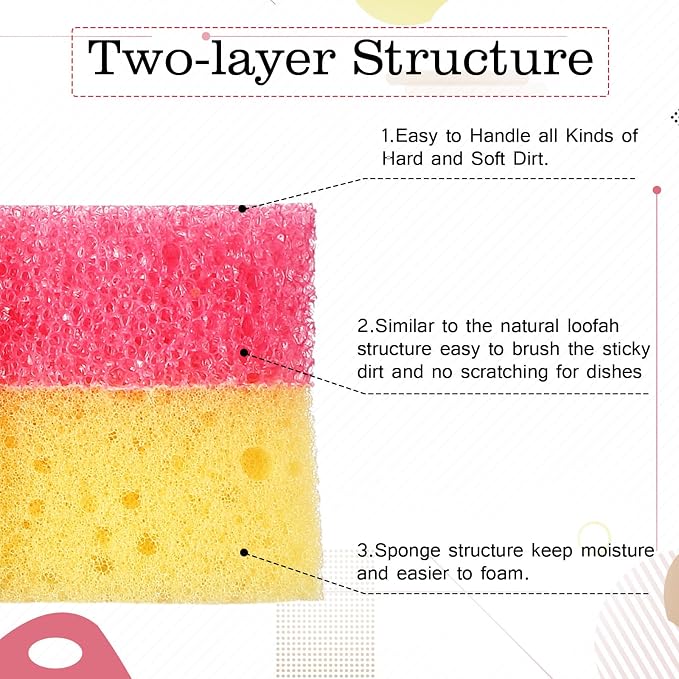 FillTouch Cat 3 Pcs Scrub Sponge, Pink, Orange, Royal Blue | Soft Non-scratch Cat Sponge, Dual Sided, Temperature Sensitive, Easy Clean, Multi Functional Sponge for Kitchen, Bathroom