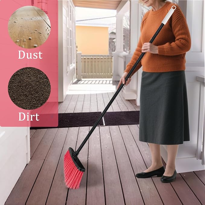 Outdoor Broom for Cleaning Floor | Outside Brooms, Heavy Duty Outdoor Broom for Cleaning Garages, Terraces, and Porches, etc.(Red)