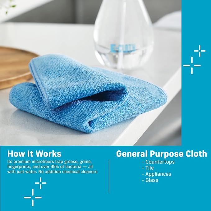 E-Cloth Microfiber Cloth, World's Leading Premium Microfiber Cleaning Cloth, Twice as Durable as Competition, 1 Year Guarantee, Ideal for Kitchen, Countertops, Sinks, and Bathrooms, Orange, 1 Pack