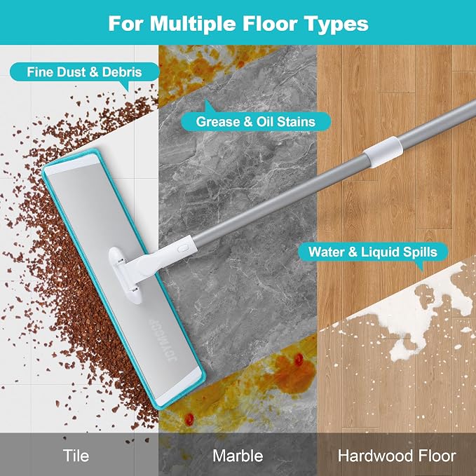 JOYMOOP 36 Inch Grey-White Commercial Dust Mop, Microfiber Dust Mop for Hardwood Floors, Heavy Duty Industrial Wet Dry Floor Mop with Telescopic Handle, Includes 5 Mop Pads