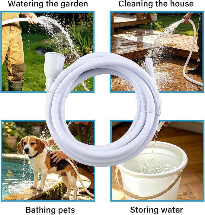 LiXiongBao 13.12FT/4M Sink Extension Hose,Sink Hose Adapter,Portable Water Transfer Accessories for Gardening, Watering, and Outdoor Cleaning with Adjustable Clamp