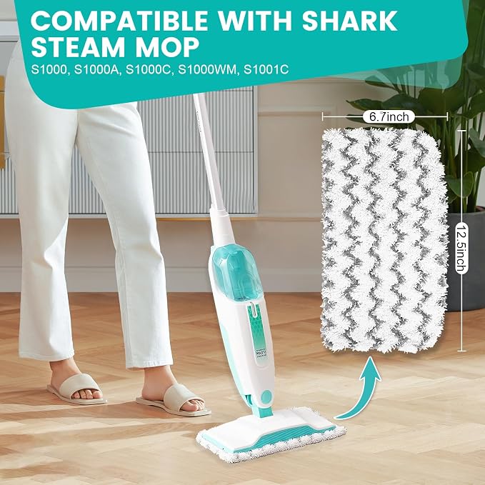 18 Pack Steam Mop Replacement Pads Compatible with Shark Steam Mops S1000/S1000A/S1000C/S1000WM/S1001C, Floor Steamer Pads Washable, Reusable Microfiber Cleaner Pads