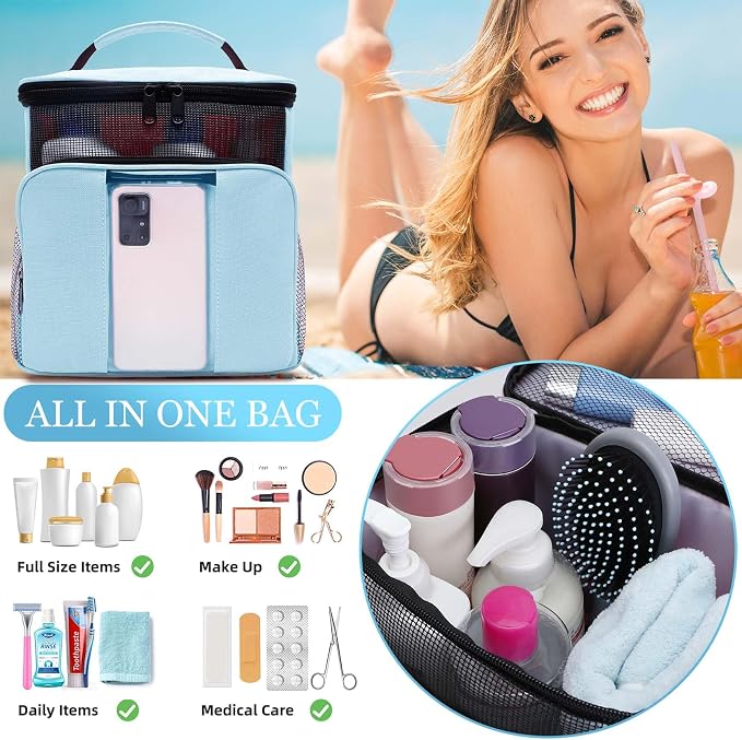 Dorm Room Essentials for College Students Girls Boys Guys, Shower Caddy | Travel Essentials Hanging Toiletry Bags for Traveling Women Men,Mesh Shower Caddies Portable for Camping,Gifts for Christmas