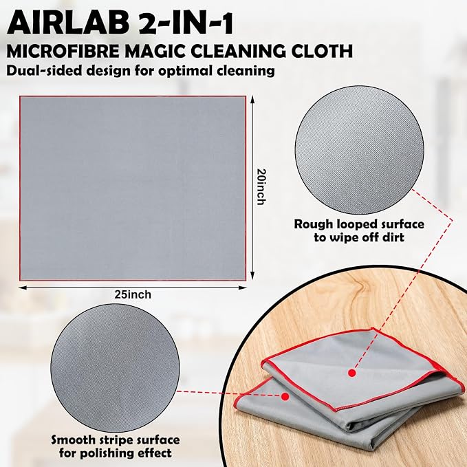 VitalCozy 3 Pcs Polishing Cloths for Wine Glass, Grey | Microfiber, 25 x 20 Inch, Lintless Performance, Towels Drying, Window, Stemware, Dishes, Glassware, Professional Finish