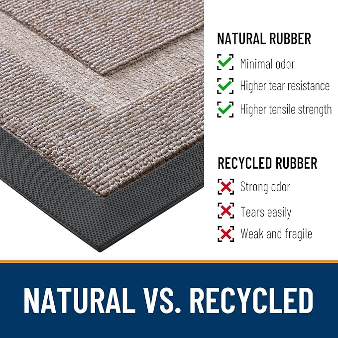 OLANLY Half Circle Front Door Mat Outside 71x23 All-Season Rubber Doormat | Camel, Absorbent, Heavy-Duty, Stain and Fade Resistant, Waterproof Non-Slip Backing, Low-Profile Indoor Outdoor Entryway Mat