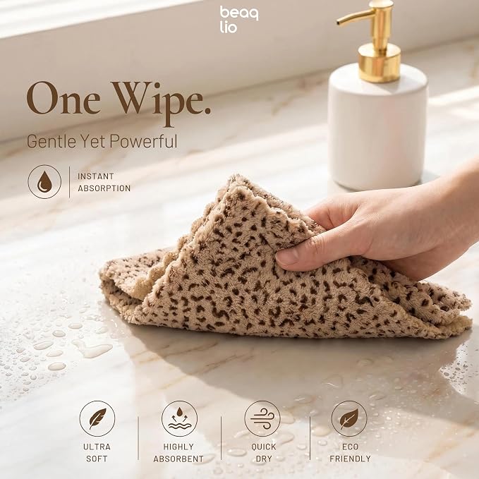 Microfiber Cleaning Cloth, 8pcs Dish Kitchen Towels 12 * 12'' | Quick Drying Ultra Soft Absorbent Towels for Cars, Wash Cloths, Lint Free Rags for House, Kitchen,Window, Taupe Floral