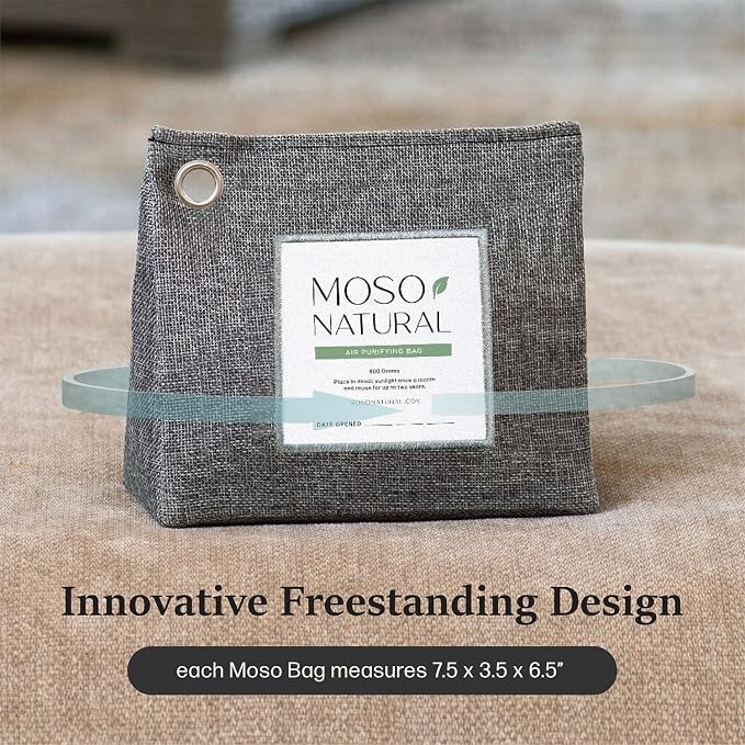 Moso Natural Air Purifying Bag 600g, Premium Charcoal Odor Absorber & Room Deodorizer for Large Spaces — Lasts 2 Years, Bedroom, Basement, Pet Odor Eliminator for Home, Unscented Bamboo Charcoal Bag