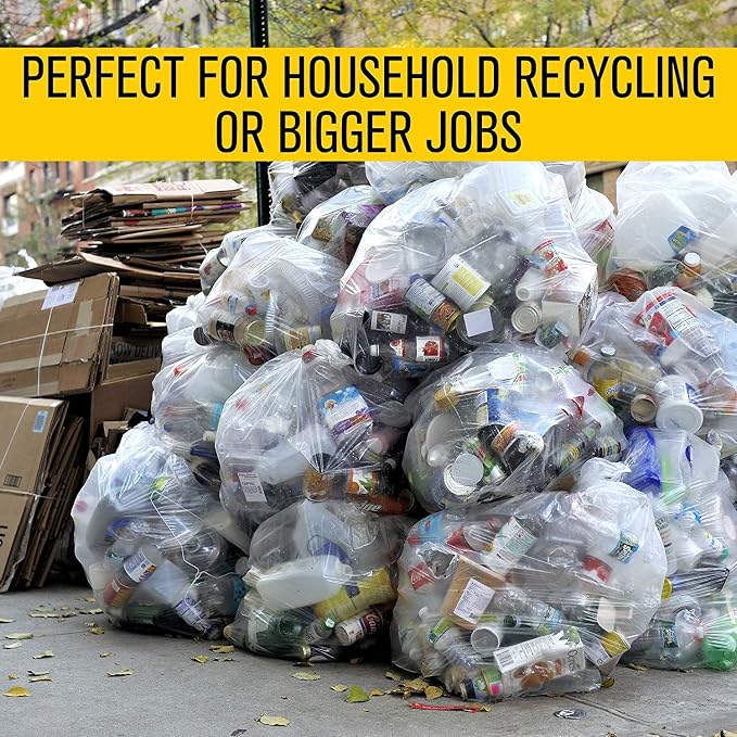 Aluf Plastics 56 Gallon 2 MIL (eq) Clear Heavy Duty Garbage Bags - 43" x 46" - Pack of 100 - For Industrial, Recycling, Storage, & Outdoor