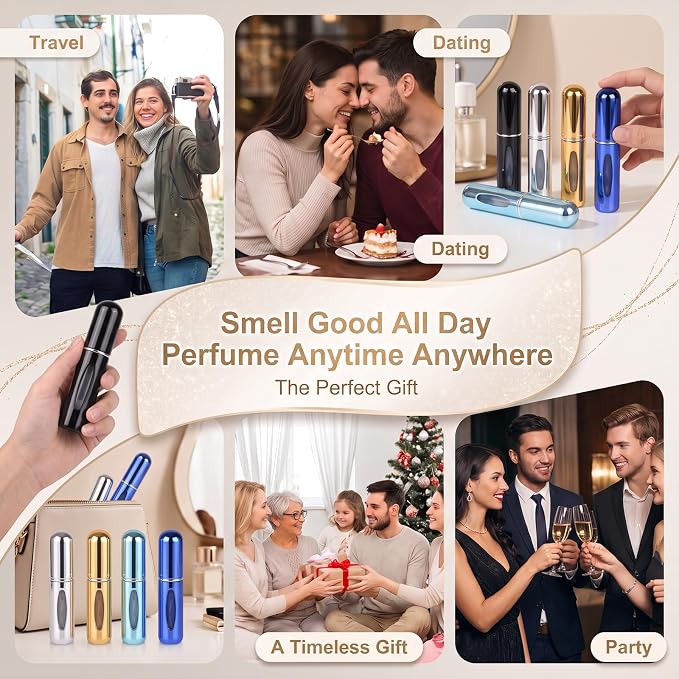 Travel Refillable Perfume Atomizer Bottles,5ml Mini Portable Spray Bottles for Travel Accessories,Multicolor Perfume Containers (5, 5 colors)