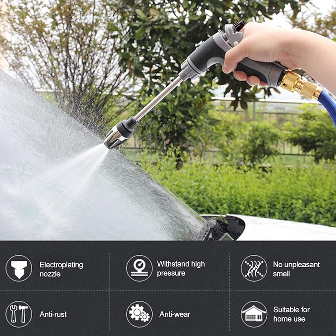 Aquoxis Pressure Washer, 15X More Powerful Extreme Water Pressure Tool with Steel Power, Qinux Aquoxis Sprayer for Waterpipe, High Pressures Water Jet with Foam Pot, Generic Aquaxis Aqui Blue E