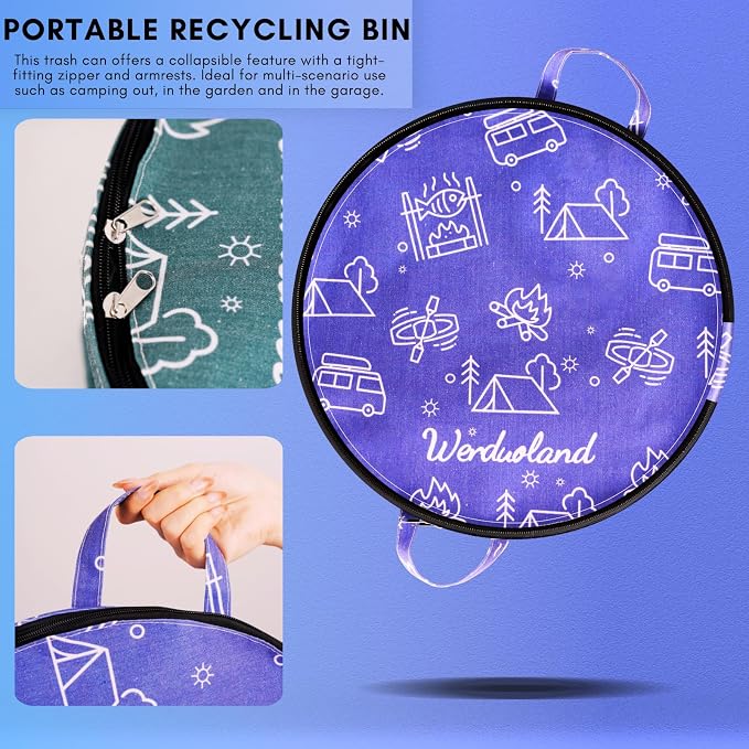 30 Gallon Collapsible Trash Can for RV Camping, Zip Lid | Portable, reusable. For RV, recycling, yard waste, leaf bag, toy bin, hiking, travel, weeds. Folds flat for storage.