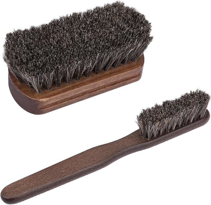 2 PCS Leather Brush Car Detailing, Horse Hair Brush, Car Cleaning Supplies | Car Interior Brush, Carpet Brush for Car Detailing, for Car Accessories Interior, Carpet, Upholstery, Furniture and Shoes