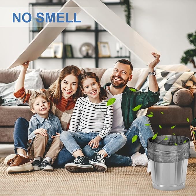 Small Trash Bags 3-5 Gallon, Inwaysin 200 Count Small Bathroom Trash Bags Black, Strong Small For Garbage, 4 Gallon Biodegradable, Unscented, Size Expanded for Kitchen