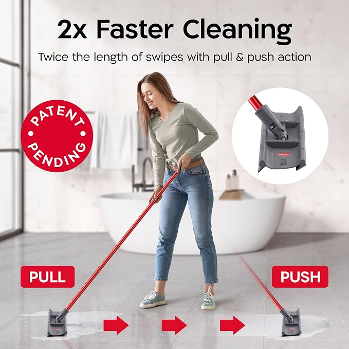 Tyroler MoppyShmoppy Heavy Duty Floor Squeegee for Concrete Floors 16.5" | | Squeegee for Floor with 55" 4-Part Handle | Squeegees Broom for Floors | Squeegee Mop for Tile, Garage and Patio