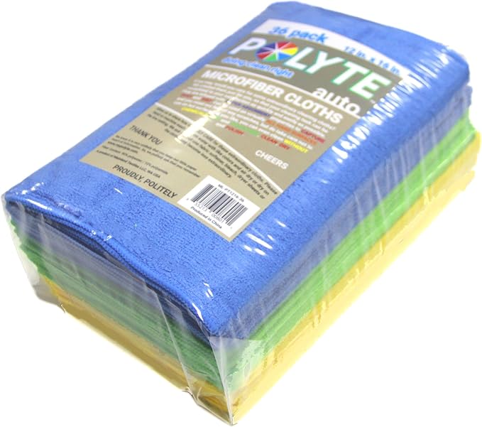 POLYTE Multipurpose Microfiber Cleaning Cloth, 12x16 in, 36 Pack | Lint Free, Quick Dry